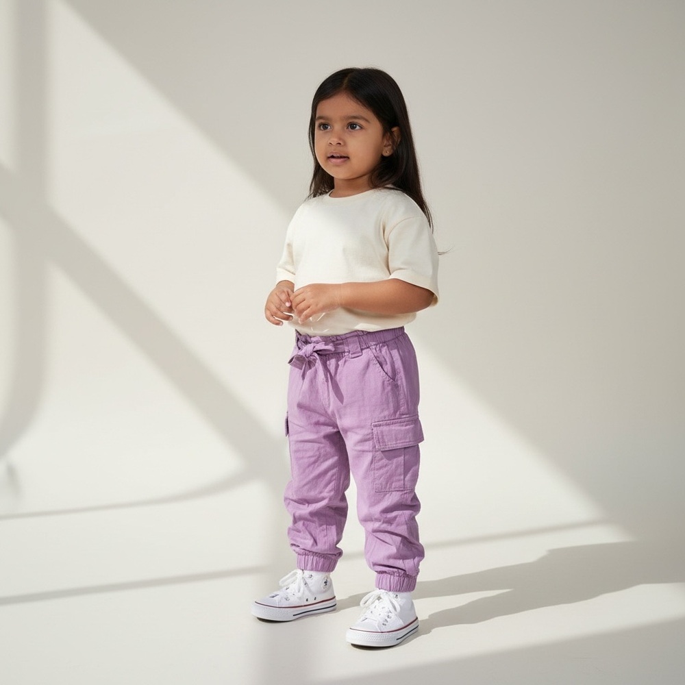 Lemon Kiss Girl 5T Lilac Cargo‎ Joggers Elastic Waist Elastic Ankle Lightweight